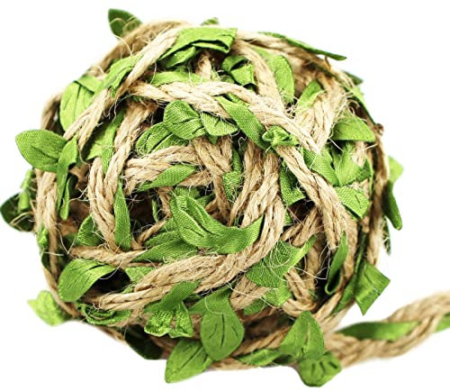 Green Leaves Jute, Leaf Ribbon, Natural Jute Twine String 5m Wedding Party Favor Home Garden Decoration Jute Twine Leaf Rope