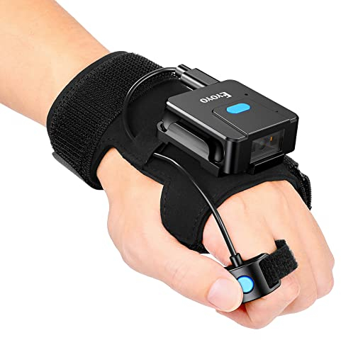 Eyoyo Wearable Glove QR Code Scanner, 1D 2D Finger Ring Bluetooth Barcode Scanner, Links & Rechts Hand Tragbar, Tragbare Drahtlose Buch Inventar Barcode Leser Kompatibel Mit iPhone iPad Android Tablet