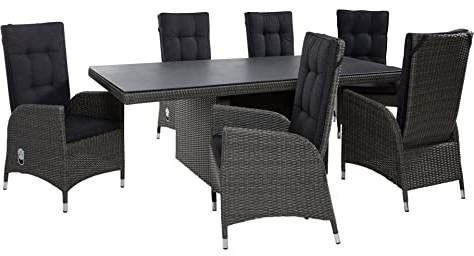 LC Garden »Barcelona« Dining Set IX 200cm Esstisch Gartenset Gartenmöbel Set Gartentisch mit Gartenstuhl grau-Mix