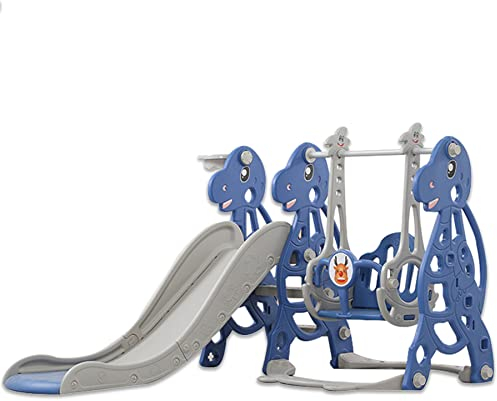 Froadp 4 in 1 Kinder Freistehende Rutsche Spielzeugrutsche mit Basketballkorb und Schaukel for Indoor und Outdoor Kinderrutsche Gartenrutsche Kleinkinderrutsche für 1 Jahr und mehr (Typ B)