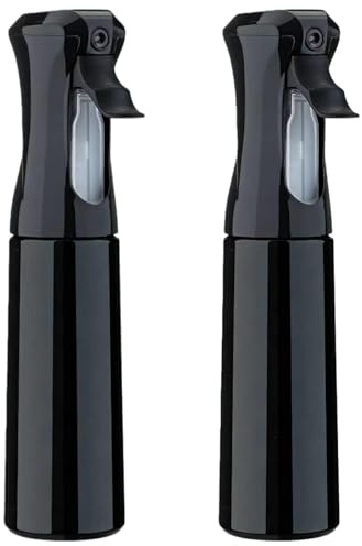 2pcs Hair Spray Bottle, ZHIYE Continuous Water Mister Spray Bottle Empty, Aerosol Fine Mist Curly Hair Spray Bottle for Taming Hair in Morning, Hairstyling, Plants, Pets, Cleaning-10.2oz/300ml (Black)