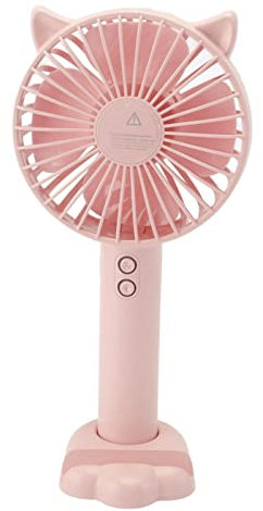 MINGZHE Mini Portable Fan, Hiking Home Rechargeable Fanner with Battery and USB Outlet, Cat Shape Handfree Camping Fan for Daily Demand(Pink)