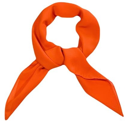 WESTEND CHOICE Écharpes carrées en mousseline pour femmes, écharpe de cou unie rétro années 50 légère, foulard carré à nouer pour femmes 65 x 65 cm, Orange, One Size