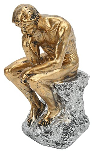 Tomotato Denker Statue Gold Kunstharz, 25x10 cm Sammelfigur Ornament, Figur Skulptur für Heim Bibliothek Büro Bücherregal Dekoration
