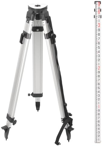 Surveying Tripod and Aluminum Grade Rod Combo - 66 Extended Height Tripod with 9 Feet Aluminum Grade Rod for Rotary Laser Level Transit Construction