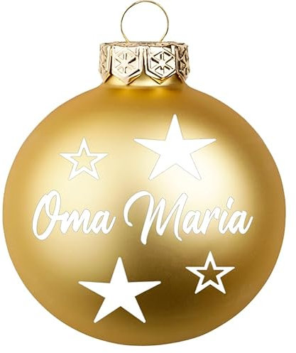 Weihnachtskugel mit Name Bedruckte aus Glas 8cm Wunschtext | Matt &Glänzend Personalisierte Christbaumkugel Groß | Weihnachten, Weihnachtsbaumschmuck | Kugeln (Matt, Gold)