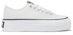 B&W Break&Walk Zapatillas Lona Plataforma Blanco B&W - Zapatillas Casual Mujer y niña cómodas (Plata/Talla 37)