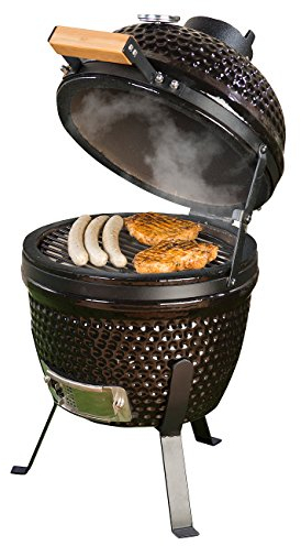 Rosenstein & Söhne Grill Kugel: 2in1-Kamado-Keramik-Kugelgrill & Smoker, Thermometer,Versandrückläufer (BBQ-Grill, Schaschlikgrill, Grillspiesse)