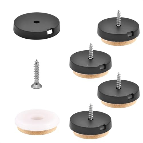 Wagner QuickClick® Filzgleiter Möbelgleiter Stuhlgleiter 4er-Set zum Anschrauben - 4X Basis+Schraube+Gleiteinsatz austauschbar - Spezialfaser SYNO - Durchmesser Ø 30 mm - Made in DE - 16782500