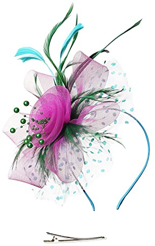Fascinator Hat Stirnband Hut Schwarze Kirche Top Hut Tea Party Ladies Hut Kopfbedeckung Eleganter Kopfschmuck, Damen Fascinator Hut mit Federn Schleier Stirnband Clip Damen Fascinators Hut Haarreifen
