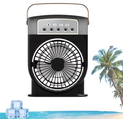 Busaiu Polarlux - Ventilatore per ghiaccio, condizionatore d'aria Polarlux, portatile, con sistema di raffreddamento a ghiaccio, per casa e ufficio (nero)