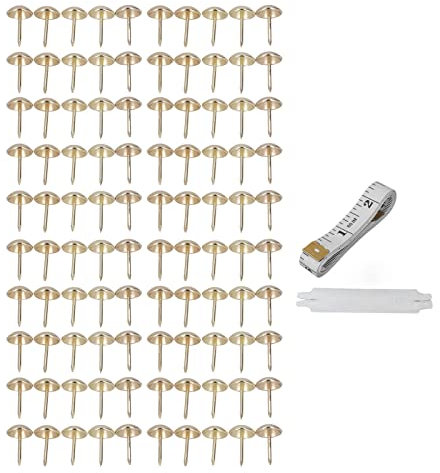 Polsternägel für dekorative Möbel, 100 Stück dekorative Nagelköpfe aus Karbonstahl zum Dekorieren Ihrer Holzhandwerke, Sofas, Betten, Schmuckschatullen (Gold)