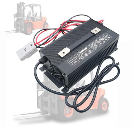 WLEJSL Chargeur Batterie Chariot Élévateur Électrique 24 V 40 a Chargeurs Batterie Plomb avec Prise Sortie Anderson 350 a Voiture Électrique, Chariot Élévateur Charge Batteries Haute Puissance,Noir