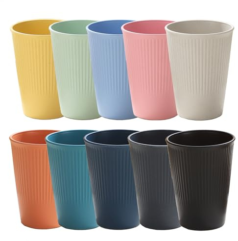 Zfseyuh 10 Pezzi Bicchieri Plastica,Tazza Plastica Rigida Tazze Camper Impilabili Tazze Plastica Riutilizzabili Bicchiere Plastica Bambini e Adulti Lavabile in Lavastoviglie e Adatta al Microonde