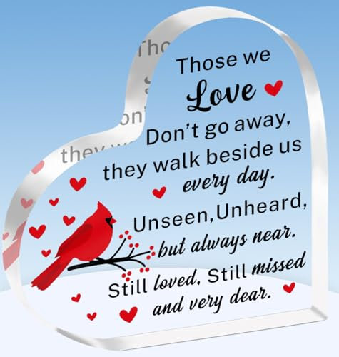 TTOVEN Sympathy Gifts Bereavement Gift Acrylic Heart Memorial Gift for Loss of Loved One Sympathy Condolence Grief Table Decor Gift Sympathy Gift for Christmas Remembrance Decor