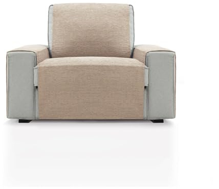 FAVERTI® Sesselüberwurf für 1-Sitzer oder Relaxsessel von 55 cm | Modell PEGO | Beige | Chenille fühlt Sich besonders weich an, hochwertiger Sesselschutz, recyceltem