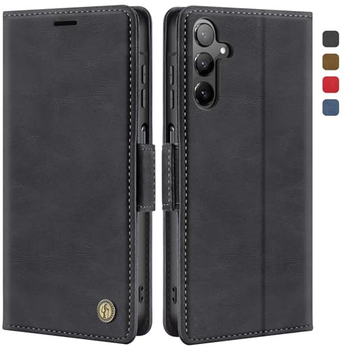 ivencase Handyhülle für Samsung Galaxy A16 5G/4G Hülle mit Schutzfolie, Stoßfest [Kartenfach Klappbar Standfunktion] Flip Wallet Cover Lederhülle Case für Samsung A16 5G/4G Hülle Schwarz
