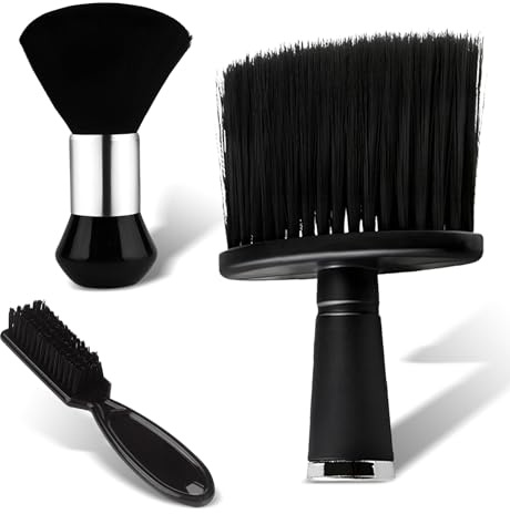 3 Pièces Plumeau de Coiffeur, Brosse à Cheveux et de Cou, Professional Barber, Doux pour Barbe - Salon, Barbier, Coiffeurs