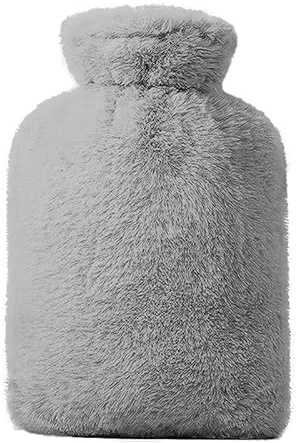 Hot Water Bottle with Soft Fleece Cover, 2L Rubber Leakproof Warmer | Reusable rubber hot water bag for hot and cold compress, ideal for neck, back, shoulders, feet, hands and period comfort