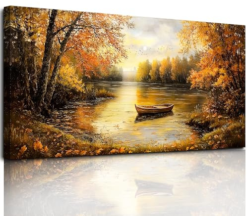 hyidecorart Tableau Decoration Murale Forêt Paysage Dorée Salon 50x100 cm | Images De Haute Qualité, Impression HD, Grand Format, Tissu En Toile, Décoration Murale, Cadeau, Installation Rapide