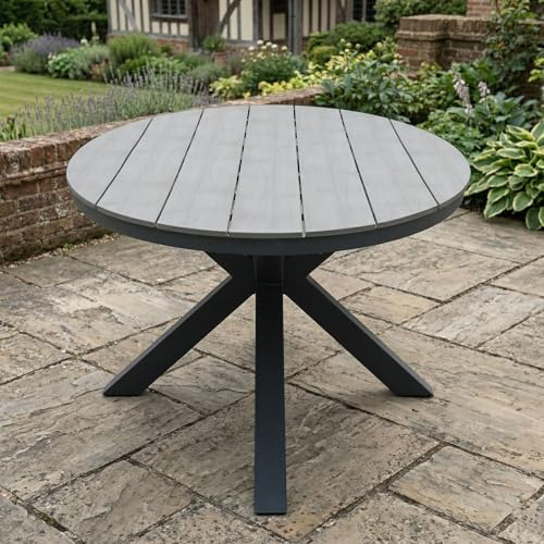Gardissimo Gartentisch Armati Rund 120 cm Anthrazit | Aluminium, Nonwood, Wetterfest, Outdoor, Pflegeleicht