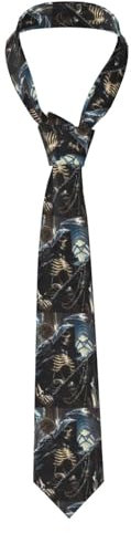 ZORIN Herren-Krawatte, Krawatte, 3D-Kette, Sense, Totenkopf, Knochen, Business-Anzug, Krawatte, formelle 8 cm, Halsbekleidung, Kostüm-Zubehör für Schule, Arbeit, Party, Gastgeschenk, Hochzeit, Schwarz