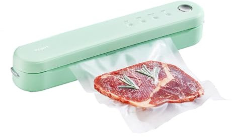 TOKIT Envasadora al Vacío 5 en 1, Domesticas Máquina Envasadora al Vacio Alimentos Automático de Un Toque, Compacta Maquina al Vacio de Rápida Incluye 5 Bolsas (Verde#1)