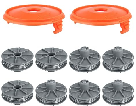 Landrain 8 Stück Fadenspule für Gardena 5307-20 Rasentrimmerfaden, Trimmer Ersatzfadenspule mit 2*spulendeckel,ø 1,6 Mm