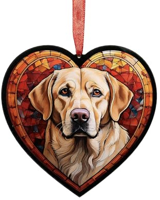 Yellow Labrador Heart Suncatcher - Memorial or Gift for Dog Lovers - 19cm