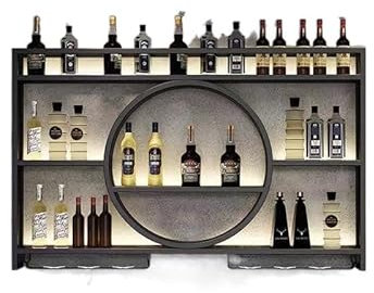 Weinregal zur Wandmontage, Metall, große Kapazität, hängendes Weinregal, 3-stöckiges Likörflaschen-Ausstellungsregal, Wand-Barschrank mit Glashalter