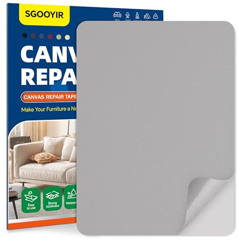 21x28cm Flicken Selbstklebend Stoff, Grau Selbstklebender Stoffkleber Textilkleber, Wasserdichtes Leinwand Stoff Selbstklebend Reparatur Patches für Zelte, Sofa, RV Markise, Stühle