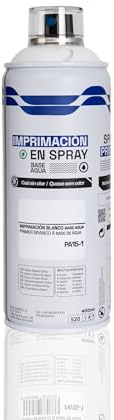 BESCH Pintura en Spray Base Agua 400ml – Ecológica, Sin Olor, para Madera, Plástico, Metal y Cartón – Cobertura Uniforme y Secado Rápido - Imprimación Blanca, 1 unidad