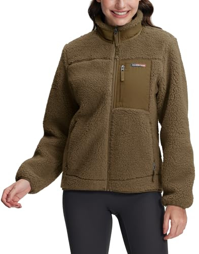 Veste Polaire Femme à Col Montant - 550g Ultra Épaisse, Anti-Vent - Pour Randonnée, Ski, Alpinisme - Tissu Haute Densité Anti-Bouloche - Pochettes Zippées, Ourlets Élastiques(Autumn Maple;L)