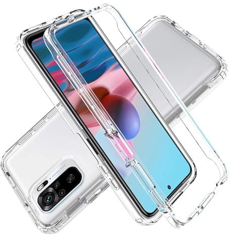 YXINDAFU Funda para Xiaomi Redmi Note 10S/Poco M5s,360 Grados Full Body Antigolpes Case con Protector de Pantalla Integrado Silicona TPU y PC Duro 2 en 1 Antiarañazos Carcasa - Transparente