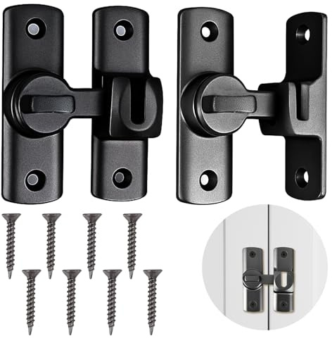 FIGCY 2 ganci per porta scorrevole neri in lega di alluminio, chiusura a scatto e serratura interna per bagno, camera da letto, porte scorrevoli, finestre
