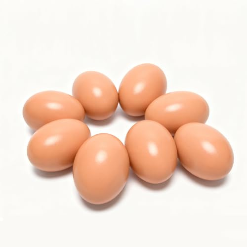 Pabbyeey 8 uova artificiali in legno per polli uova realistiche come aiuto per la ovaia, accessori per nidi di legene e pollai in legno