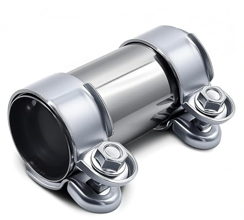 CHUANFU Doppelschelle Auspuffschelle, Ø 45mm x 125mm Rohrverbinder Auspuff | Universal Auspuffrohrklemme Edelstahl, Auspuff Schelle Korrosionsbeständig, für Auspuffrohr Autos mit 45 mm Durchmesser