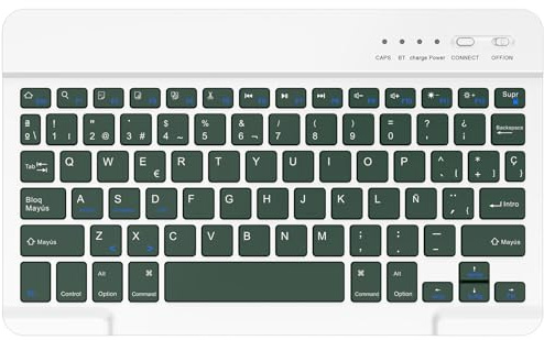 BQSS Teclado Español Ñ Bluetooth, Light Teclado Inalámbrico Portátil, para Tablet, iPad, iPad Air, iPad Pro, iPad Mini, iOS, Android y Windows