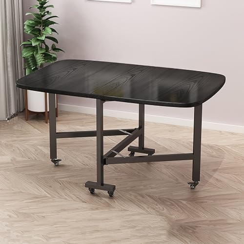 Tavolo da pranzo allungabile in legno con ruote universali Scrivania pieghevole multifunzione per piccoli spazi Tavolo mobile salvaspazio per pranzo e lavoro.