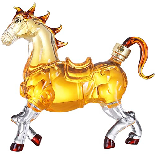 Decanter per whisky in cristallo a forma di cavallo, 1000 ml, caraffa per liquore per bourbon, scotch, vodka, rum o whisky