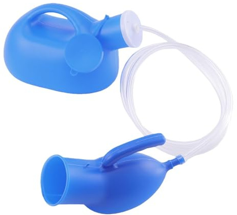 minkissy Orinatoio Portatile Maschile in Plastica 2000 Ml con Tubo Rimovibile e Coperchio Blu Dispositivo di Minzione di Emergenza per Anziani Viaggi Ospedale e Campeggio