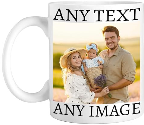 EKAM Personalised Mug Any Text & Photo - Custom Photo Mug - 11oz Tea Cup – Unique Customised Gift for Women, Men, Birthdays, Anniversaries, Fathers Mothers Day, Christmas Day - Coffee Mug