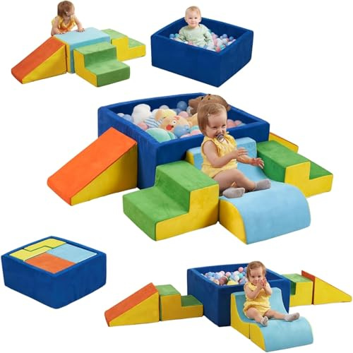SOFTHOM Bloques de Espuma para Niños, Juego de 6 Gigantes Set de Escalada, XXL Bloques Espuma Bebés, Suave&Ligero, Certificación EN71, Base Antideslizante&Funda Desmontable, Parque Infantil Interior