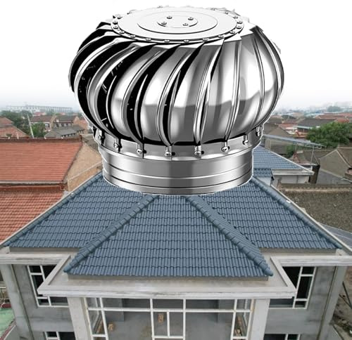 Ventilatore a cupola per turbine eoliche da tetto, 600 mm/24 pollici, in acciaio inox 304, resistente alle intemperie, con base regolabile, robusto, per uscita del camino, facile da installare, rotaz