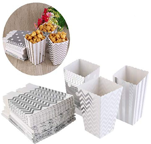 NUOLUX Popcorn Boxen, Party Candy Container behandeln Kartons, Silber