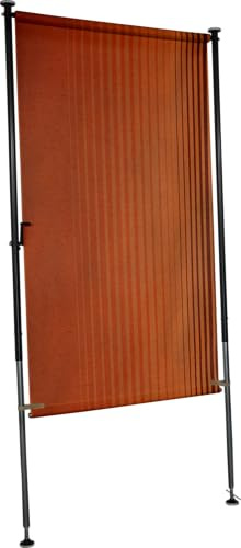 ANGERER Balkonsichtschutz Exklusiv orange-braun, 120 cm | Senkrechtmarkise für Sicht- und Sonnenschutz, Montage ohne Bohren, ideal für Mietwohnungen, Made in Germany, waschbarer Stoff