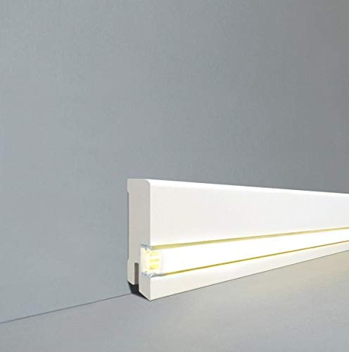 Licht-Fußleiste Ulm (MDF foliert/716.731L) - weiß-für indirekte Beleuchtung
