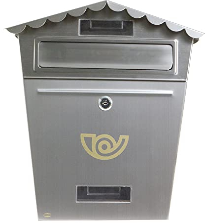 Amig - Cassetta postale esterna | Cassetta delle lettere per parete, parete o recinzione | Dimensioni: 37 x 32 x 10,5 cm | Acciaio | Colore Argento