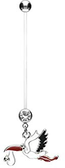 PIERCINGLINE Bauchnabel Schwangerschaftspiercing Storch Schwangerschaft Piercing Bananabell