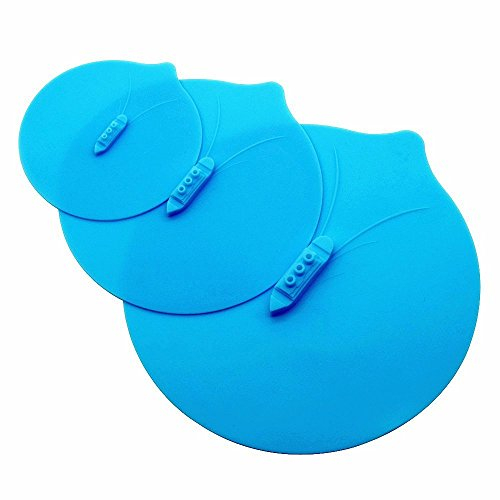 MEETOZ Steam Ship Silicone Steamer Lid Food Covers Cute Design Steaming Pot Lids and Bowl Covers Keep Food Fresh, Pack of 3